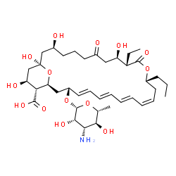 ChemSpider 2D Image | (1R,3S,9R,10S,13R,15Z,17E,19E,21E,23R,25S,26R,27S)-23-[(3-Amino-3,6-dideoxy-beta-D-mannopyranosyl)oxy]-10-ethyl-1,3,9,27-tetrahydroxy-7,11-dioxo-13-propyl-12,29-dioxabicyclo[23.3.1]nonacosa-15,17,19,2
1-tetraene-26-carboxylic acid | C39H61NO14