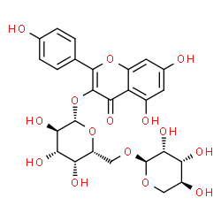 ChemSpider 2D Image | 5,7-Dihydroxy-2-(4-hydroxyphenyl)-4-oxo-4H-chromen-3-yl 6-O-alpha-L-lyxopyranosyl-beta-D-galactopyranoside | C26H28O15