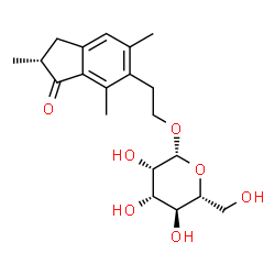 ChemSpider 2D Image | 2-[(2R)-2,4,6-Trimethyl-3-oxo-2,3-dihydro-1H-inden-5-yl]ethyl beta-D-mannopyranoside | C20H28O7