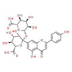 ChemSpider 2D Image | 1-C-[5-Hydroxy-2-(4-hydroxyphenyl)-4-oxo-4H-chromen-7-yl]-beta-D-mannopyranuronosyl beta-D-allopyranosiduronic acid | C27H26O17