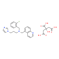 ChemSpider 2D Image | N-(2-Fluorobenzyl)-3-(1H-imidazol-1-yl)-N-(5-quinolinylmethyl)-1-propanamine 2-hydroxy-1,2,3-propanetricarboxylate (1:1) | C29H31FN4O7