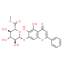 ChemSpider 2D Image | 5,6-Dihydroxy-4-oxo-2-phenyl-4H-chromen-7-yl methyl beta-L-glucopyranosiduronate | C22H20O11