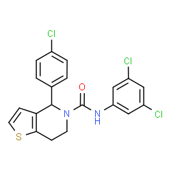 ChemSpider 2D Image | 4-(4-Chlorophenyl)-N-(3,5-dichlorophenyl)-6,7-dihydrothieno[3,2-c]pyridine-5(4H)-carboxamide | C20H15Cl3N2OS