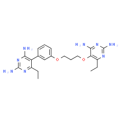 ChemSpider 2D Image | 5-(3-{3-[(2,4-Diamino-6-ethyl-5-pyrimidinyl)oxy]propoxy}phenyl)-6-ethyl-2,4-pyrimidinediamine | C21H28N8O2