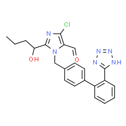 ChemSpider 2D Image | 4-Chloro-2-(1-hydroxybutyl)-1-{[2'-(1H-tetrazol-5-yl)-4-biphenylyl]methyl}-1H-imidazole-5-carbaldehyde | C22H21ClN6O2