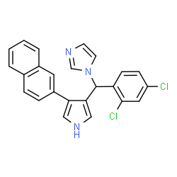 ChemSpider 2D Image | 1-{(2,4-Dichlorophenyl)[4-(2-naphthyl)-1H-pyrrol-3-yl]methyl}-1H-imidazole | C24H17Cl2N3