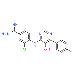 ChemSpider 2D Image | 3-Chloro-4-{[5-hydroxy-6-(4-methylphenyl)-4-pyrimidinyl]amino}benzenecarboximidamide | C18H16ClN5O