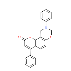 ChemSpider 2D Image | 9-(4-Methylphenyl)-4-phenyl-9,10-dihydro-2H,8H-chromeno[8,7-e][1,3]oxazin-2-one | C24H19NO3