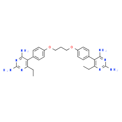 ChemSpider 2D Image | 5,5'-[1,3-Propanediylbis(oxy-4,1-phenylene)]bis(6-ethyl-2,4-pyrimidinediamine) | C27H32N8O2