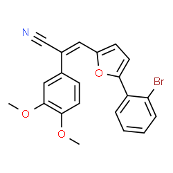 ChemSpider 2D Image | (2E)-3-[5-(2-Bromophenyl)-2-furyl]-2-(3,4-dimethoxyphenyl)acrylonitrile | C21H16BrNO3