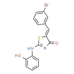 ChemSpider 2D Image | (5Z)-5-(3-Bromobenzylidene)-2-[(2-hydroxyphenyl)amino]-1,3-thiazol-4(5H)-one | C16H11BrN2O2S