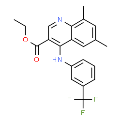 ChemSpider 2D Image | Ethyl 6,8-dimethyl-4-{[3-(trifluoromethyl)phenyl]amino}-3-quinolinecarboxylate | C21H19F3N2O2