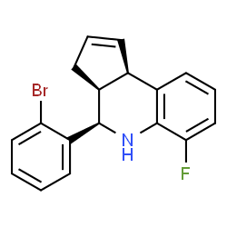 ChemSpider 2D Image | (3aS,4R,9bR)-4-(2-Bromophenyl)-6-fluoro-3a,4,5,9b-tetrahydro-3H-cyclopenta[c]quinoline | C18H15BrFN