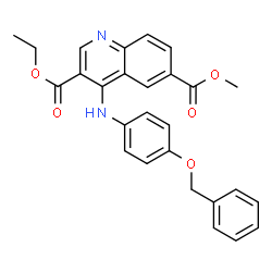 ChemSpider 2D Image | 3-Ethyl 6-methyl 4-{[4-(benzyloxy)phenyl]amino}-3,6-quinolinedicarboxylate | C27H24N2O5
