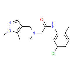 ChemSpider 2D Image | N-(5-Chloro-2-methylphenyl)-N~2~-[(1,5-dimethyl-1H-pyrazol-4-yl)methyl]-N~2~-methylglycinamide | C16H21ClN4O