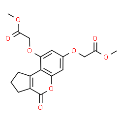 ChemSpider 2D Image | Dimethyl 2,2'-[(4-oxo-1,2,3,4-tetrahydrocyclopenta[c]chromene-7,9-diyl)bis(oxy)]diacetate | C18H18O8