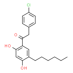 ChemSpider 2D Image | 2-(4-Chlorophenyl)-1-(5-hexyl-2,4-dihydroxyphenyl)ethanone | C20H23ClO3