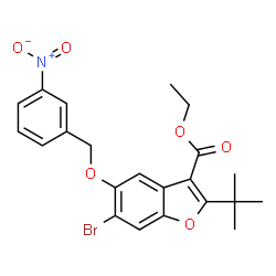 ChemSpider 2D Image | ethyl 6-bromo-2-tert-butyl-5-[(3-nitrobenzyl)oxy]-1-benzofuran-3-carboxylate | C22H22BrNO6