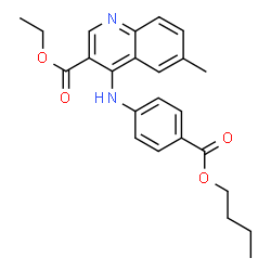 ChemSpider 2D Image | Ethyl 4-{[4-(butoxycarbonyl)phenyl]amino}-6-methyl-3-quinolinecarboxylate | C24H26N2O4