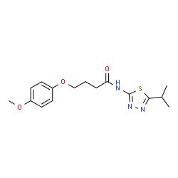 ChemSpider 2D Image | N-(5-Isopropyl-1,3,4-thiadiazol-2-yl)-4-(4-methoxyphenoxy)butanamide | C16H21N3O3S