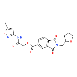 ChemSpider 2D Image | 2-[(5-Methyl-1,2-oxazol-3-yl)amino]-2-oxoethyl 1,3-dioxo-2-(tetrahydro-2-furanylmethyl)-5-isoindolinecarboxylate | C20H19N3O7