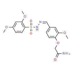 ChemSpider 2D Image | 2-{4-[(Z)-{[(2,4-Dimethoxyphenyl)sulfonyl]hydrazono}methyl]-2-methoxyphenoxy}acetamide | C18H21N3O7S
