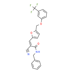 ChemSpider 2D Image | (2Z)-N-Benzyl-2-cyano-3-(5-{[3-(trifluoromethyl)phenoxy]methyl}-2-furyl)acrylamide | C23H17F3N2O3