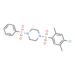 ChemSpider 2D Image | 1-[(4-Chloro-2,5-dimethylphenyl)sulfonyl]-4-(phenylsulfonyl)piperazine | C18H21ClN2O4S2