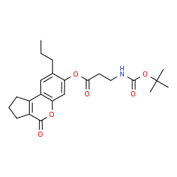 ChemSpider 2D Image | 4-Oxo-8-propyl-1,2,3,4-tetrahydrocyclopenta[c]chromen-7-yl N-{[(2-methyl-2-propanyl)oxy]carbonyl}-beta-alaninate | C23H29NO6