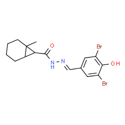 ChemSpider 2D Image | N'-[(E)-(3,5-Dibromo-4-hydroxyphenyl)methylene]-1-methylbicyclo[4.1.0]heptane-7-carbohydrazide | C16H18Br2N2O2