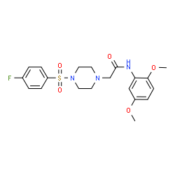 ChemSpider 2D Image | N-(2,5-Dimethoxyphenyl)-2-{4-[(4-fluorophenyl)sulfonyl]-1-piperazinyl}acetamide | C20H24FN3O5S
