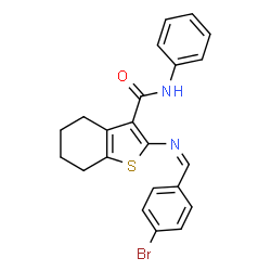 ChemSpider 2D Image | 2-[(Z)-(4-Bromobenzylidene)amino]-N-phenyl-4,5,6,7-tetrahydro-1-benzothiophene-3-carboxamide | C22H19BrN2OS