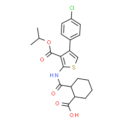 ChemSpider 2D Image | 2-{[4-(4-Chlorophenyl)-3-(isopropoxycarbonyl)-2-thienyl]carbamoyl}cyclohexanecarboxylic acid | C22H24ClNO5S