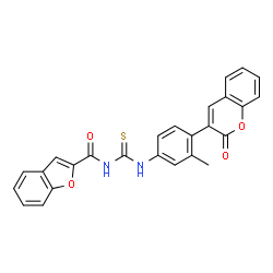 ChemSpider 2D Image | N-{[3-Methyl-4-(2-oxo-2H-chromen-3-yl)phenyl]carbamothioyl}-1-benzofuran-2-carboxamide | C26H18N2O4S