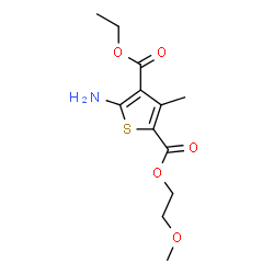 ChemSpider 2D Image | 4-Ethyl 2-(2-methoxyethyl) 5-amino-3-methyl-2,4-thiophenedicarboxylate | C12H17NO5S