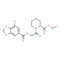 ChemSpider 2D Image | Ethyl 1-({[(7-chloro-1,3-benzodioxol-5-yl)carbonyl]oxy}acetyl)-2-piperidinecarboxylate | C18H20ClNO7