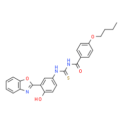 ChemSpider 2D Image | 1-[3-(1,3-benzoxazol-2-yl)-4-hydroxyphenyl]-3-(4-butoxybenzoyl)thiourea | C25H23N3O4S