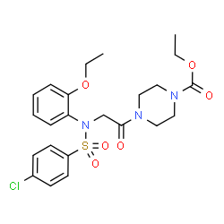 ChemSpider 2D Image | Ethyl 4-{N-[(4-chlorophenyl)sulfonyl]-N-(2-ethoxyphenyl)glycyl}-1-piperazinecarboxylate | C23H28ClN3O6S