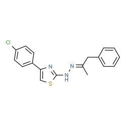 ChemSpider 2D Image | 4-(4-Chlorophenyl)-2-[(2E)-2-(1-phenyl-2-propanylidene)hydrazino]-1,3-thiazole | C18H16ClN3S
