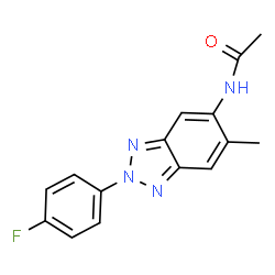 ChemSpider 2D Image | N-[2-(4-Fluorophenyl)-6-methyl-2H-benzotriazol-5-yl]acetamide | C15H13FN4O