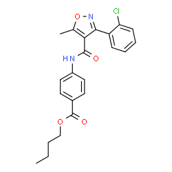 ChemSpider 2D Image | Butyl 4-({[3-(2-chlorophenyl)-5-methyl-1,2-oxazol-4-yl]carbonyl}amino)benzoate | C22H21ClN2O4