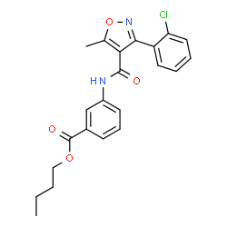 ChemSpider 2D Image | Butyl 3-({[3-(2-chlorophenyl)-5-methyl-1,2-oxazol-4-yl]carbonyl}amino)benzoate | C22H21ClN2O4