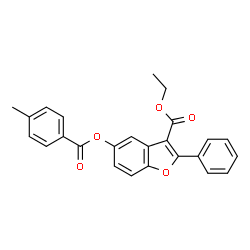 ChemSpider 2D Image | Ethyl 5-[(4-methylbenzoyl)oxy]-2-phenyl-1-benzofuran-3-carboxylate | C25H20O5