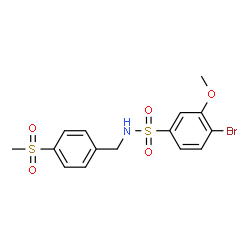 ChemSpider 2D Image | 4-Bromo-3-methoxy-N-[4-(methylsulfonyl)benzyl]benzenesulfonamide | C15H16BrNO5S2
