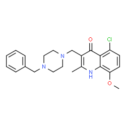 ChemSpider 2D Image | 3-[(4-Benzylpiperazin-1-yl)methyl]-5-chloro-8-methoxy-2-methylquinolin-4-ol | C23H26ClN3O2