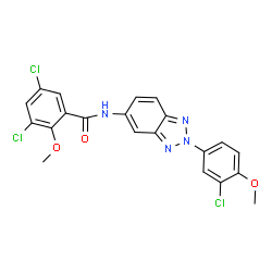 ChemSpider 2D Image | 3,5-Dichloro-N-[2-(3-chloro-4-methoxyphenyl)-2H-benzotriazol-5-yl]-2-methoxybenzamide | C21H15Cl3N4O3
