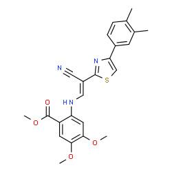 ChemSpider 2D Image | Methyl 2-({(E)-2-cyano-2-[4-(3,4-dimethylphenyl)-1,3-thiazol-2-yl]vinyl}amino)-4,5-dimethoxybenzoate | C24H23N3O4S