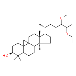ChemSpider 2D Image | (3aS,7S,12aR)-1-[(2R)-6-Ethoxy-5-methoxy-2-heptanyl]-3a,6,6,12a-tetramethyltetradecahydro-1H-cyclopenta[a]cyclopropa[e]phenanthren-7-ol (non-preferred name) | C32H56O3