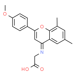ChemSpider 2D Image | (E)-N-[2-(4-Methoxyphenyl)-6,8-dimethyl-4H-chromen-4-ylidene]glycine | C20H19NO4