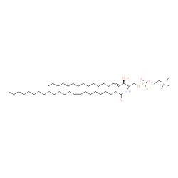 ChemSpider 2D Image | (2S,3R,4E)-3-Hydroxy-2-[(9Z)-9-tricosenoylamino]-4-octadecen-1-yl 2-(trimethylammonio)ethyl phosphate | C46H91N2O6P